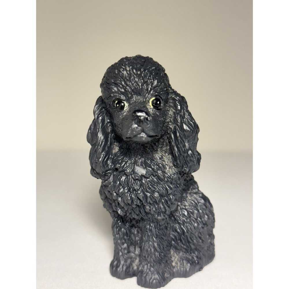 Black Poodle Figurine Ceramic Dog 4" Vintage 90s Collectible